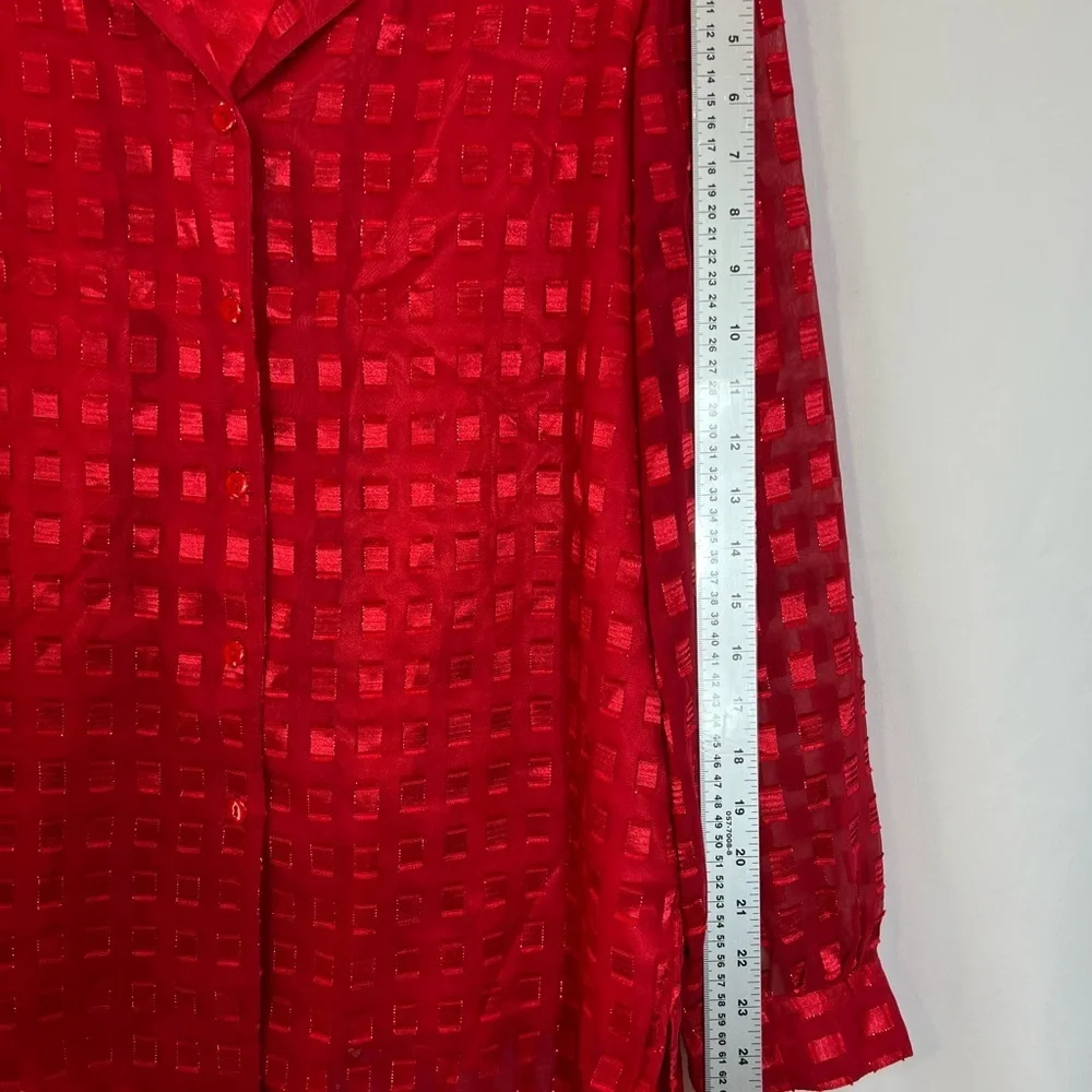 Alia Red Sheer Blouse - Picture 8 of 11